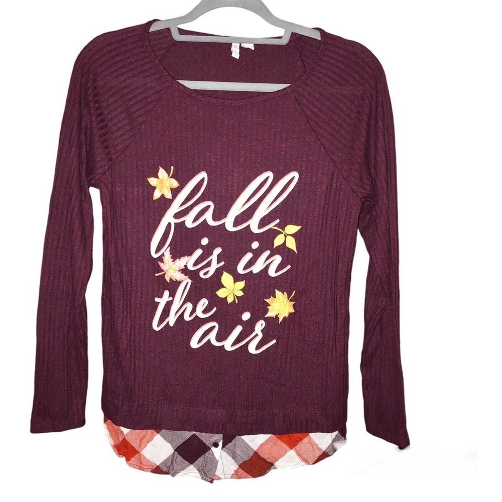 Cato Fall is in the air later plaid burgundy top